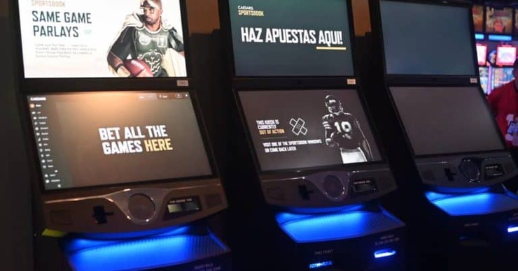 Betting kiosks at Caesars retail sportsbook 