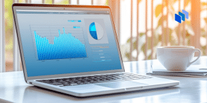 Data stats on a laptop screen