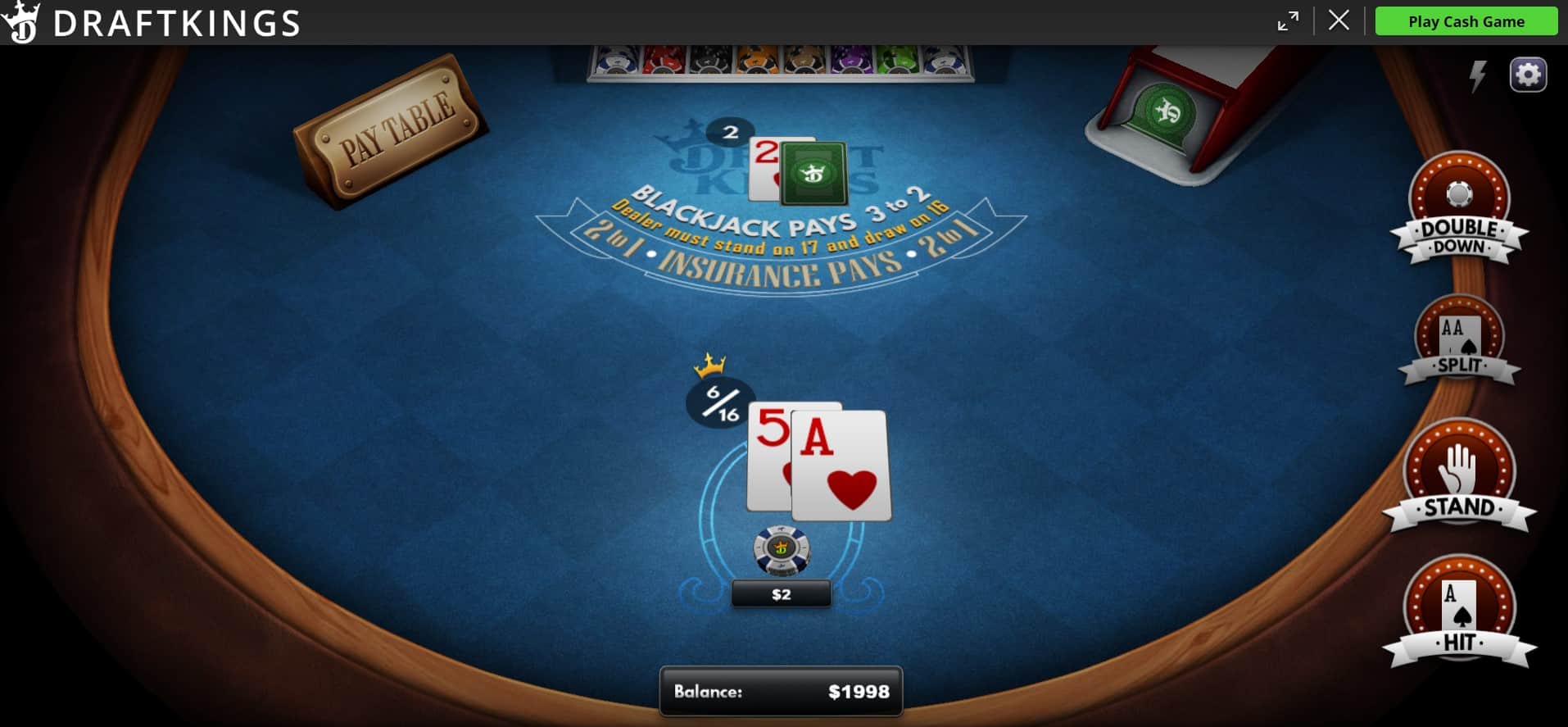 draftkings blackjack