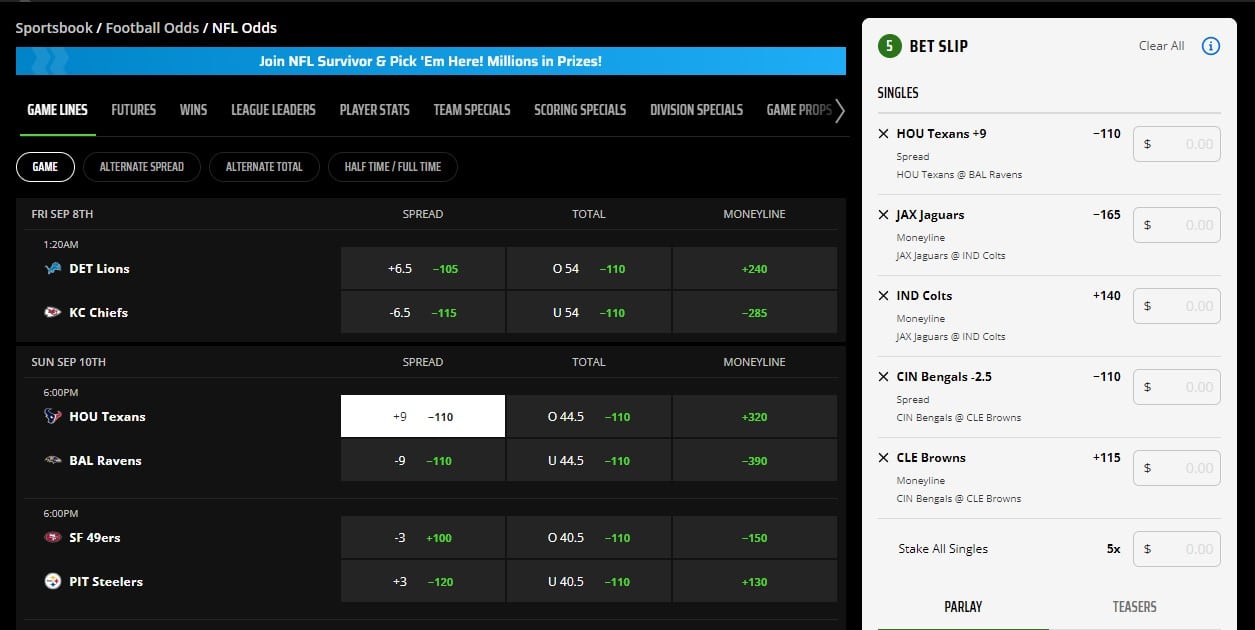 draftkings odds
