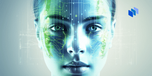 A half human-half robot face