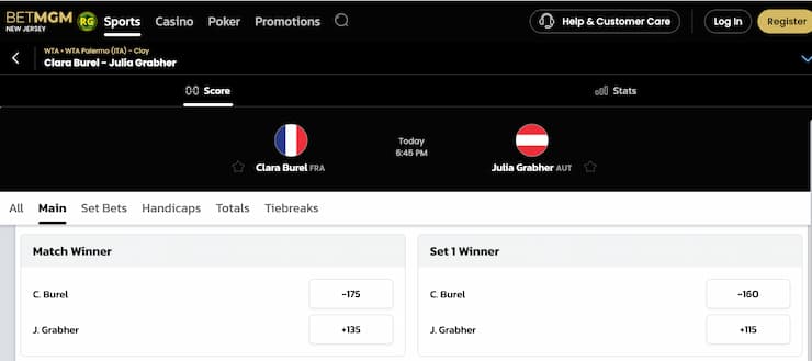 how to bet on tennis online - betmgm tennis markets