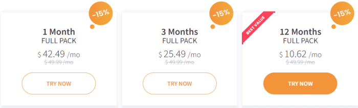 Choose between 1, 3, or 12 months