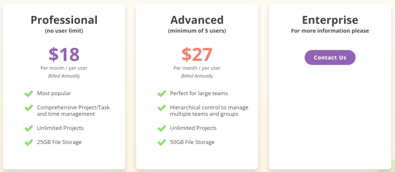 ProWorkflow’s pricing