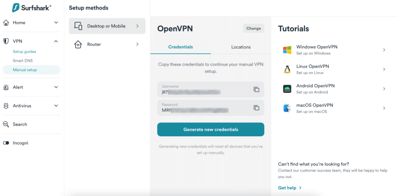 Surfshark OpenVPN option