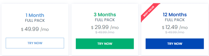 Choose between 1, 3, or 12 months