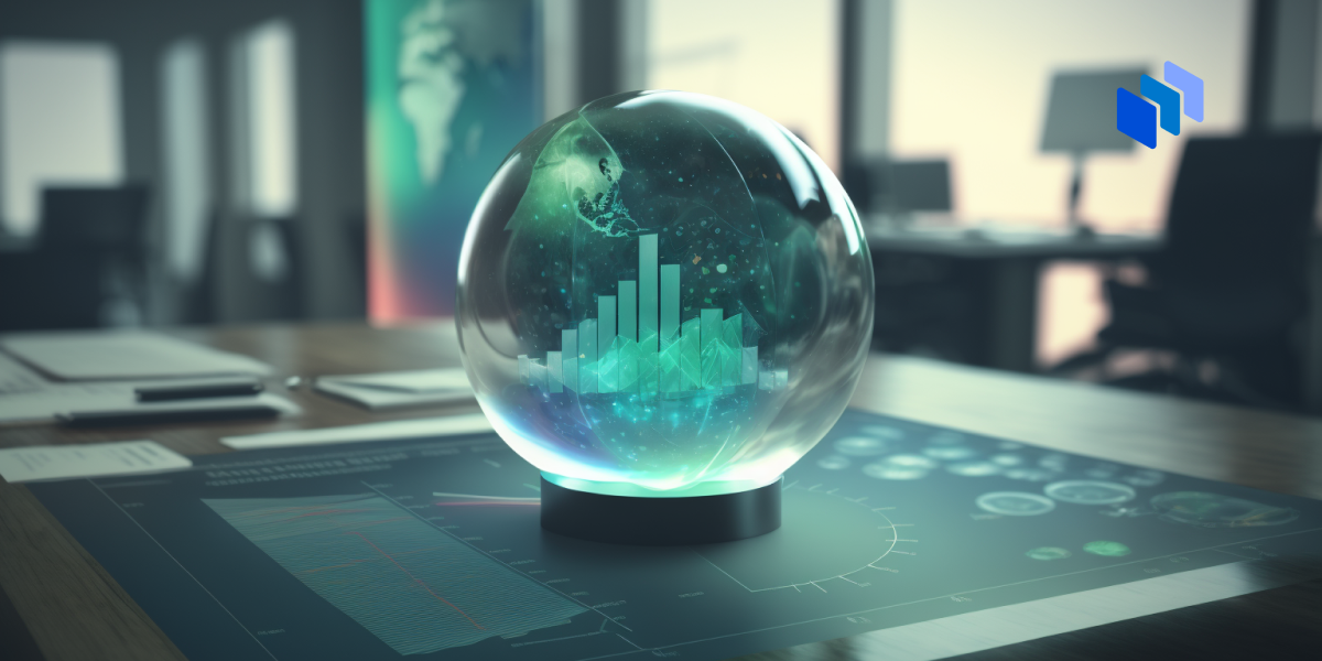 A crystal ball with a graph on the inside