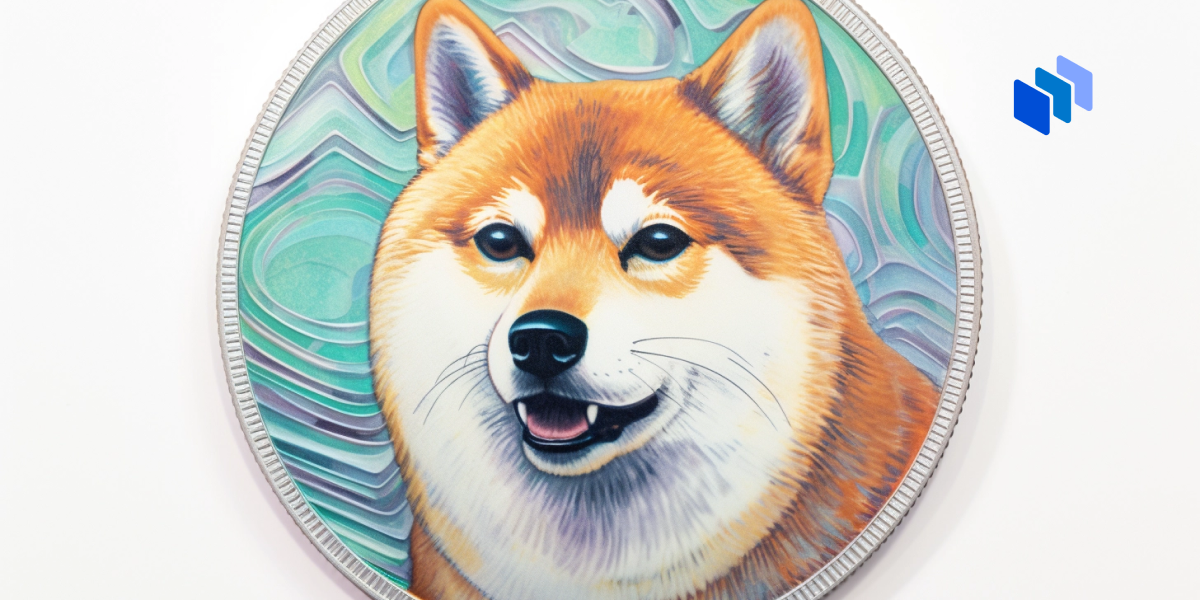 shiba inu dog on blue circle with white background