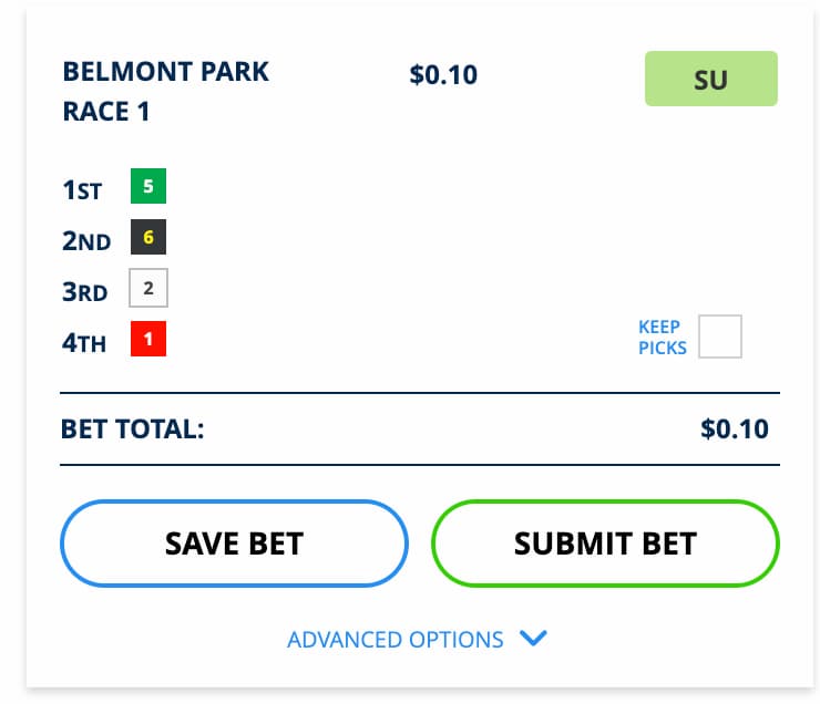 Confirm your selections and place bet