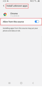 Allow installation from unknown sources