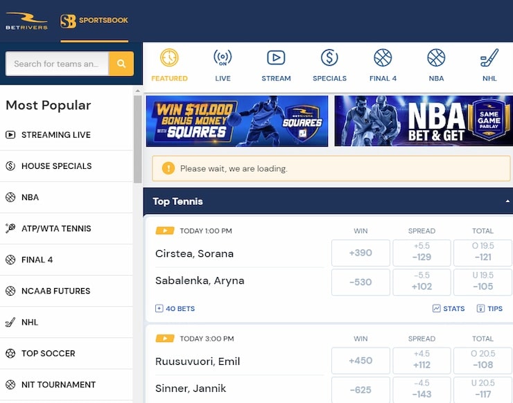 BetRivers IN desktop client