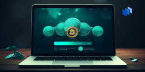 Bitcoin on the laptop screen