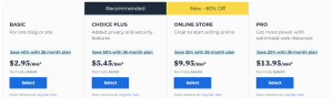 BlueHost WordPress plans