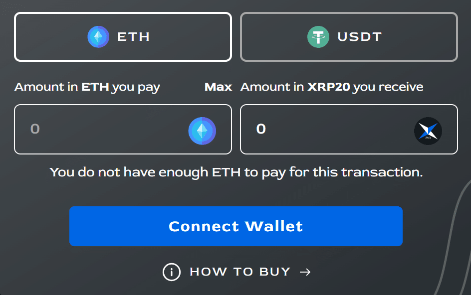 Connect to XRP20 Presale