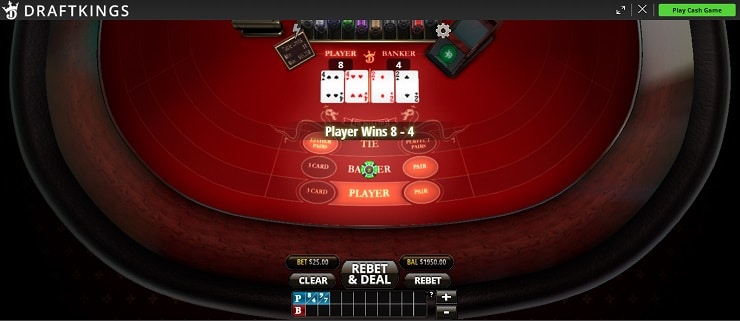 DraftKings Baccarat Banker Bet