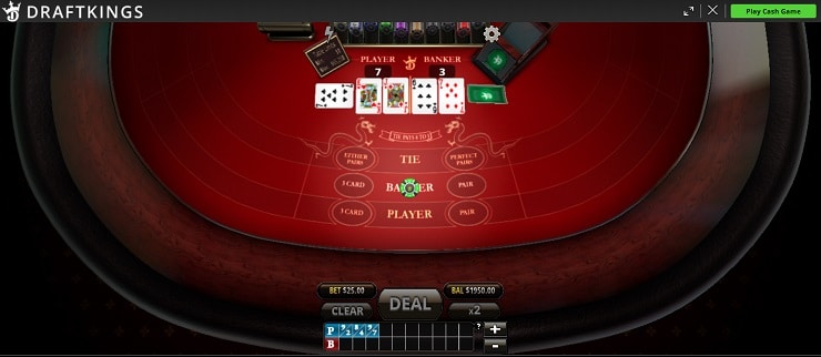 DraftKings Baccarat Three Cards
