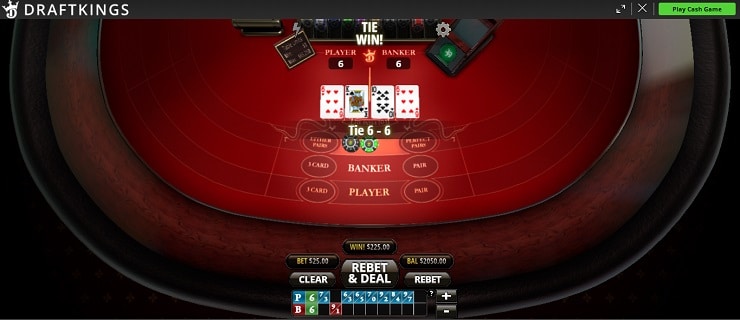DraftKings Baccarat Tie Bet