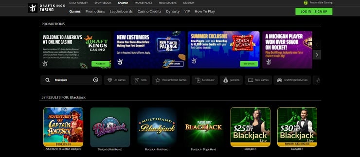 DraftKings Blackjack Games