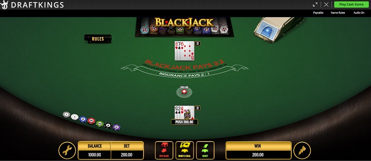 DraftKings Blackjack Push