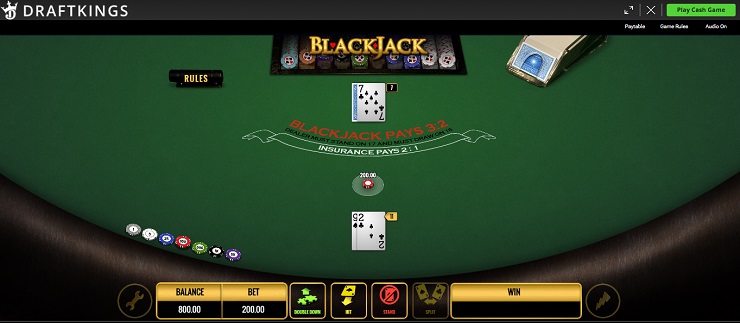 DraftKings Single Hand Blackjack