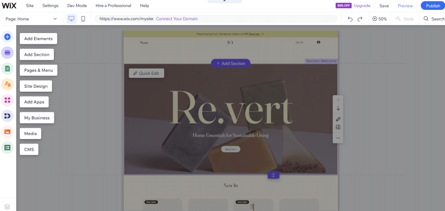 Edit your website on Wix