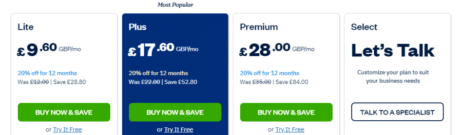 FreshBooks UK pricing