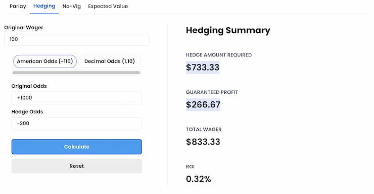 Hedge bet calculator