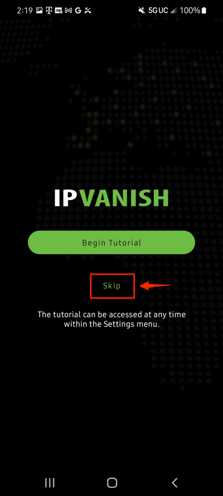 IPVanish-skip-tutorial-screen