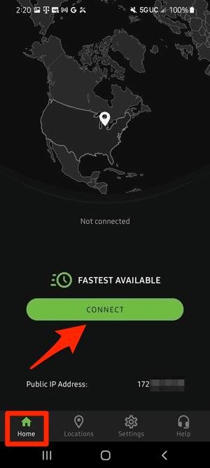 IPVanish-tap-connect-button