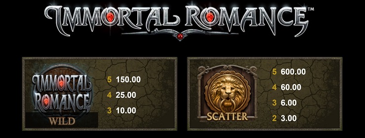 Immortal Romance Online Slot Wild and Scatter