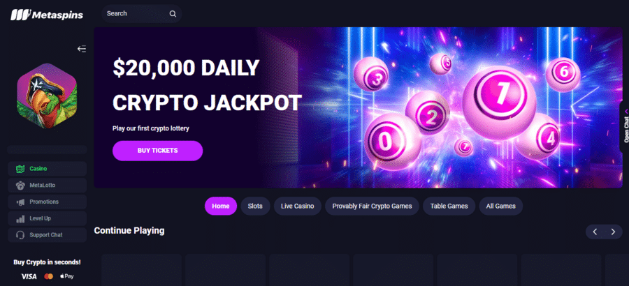 Metaspins is a BitStarz alternative with excellent provably fair games