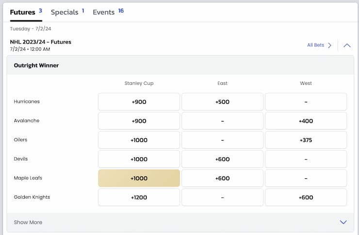 NHL hedge bet