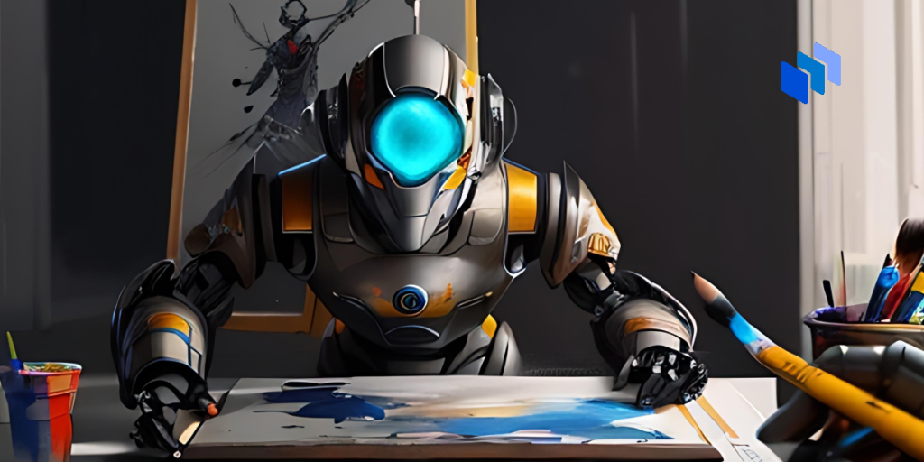 A robot with a paintbrush