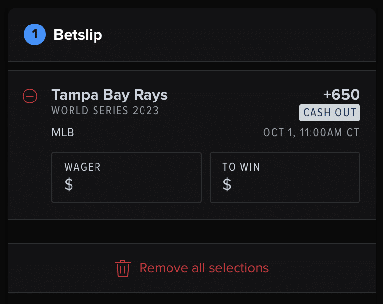MLB World Series bet slip