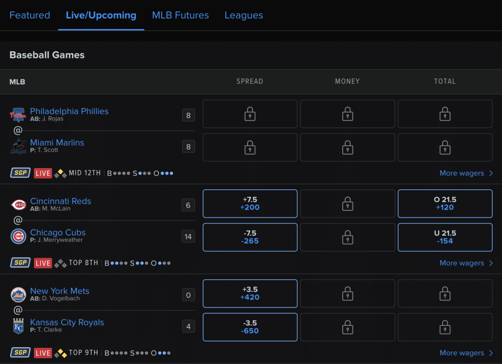 MLB live betting