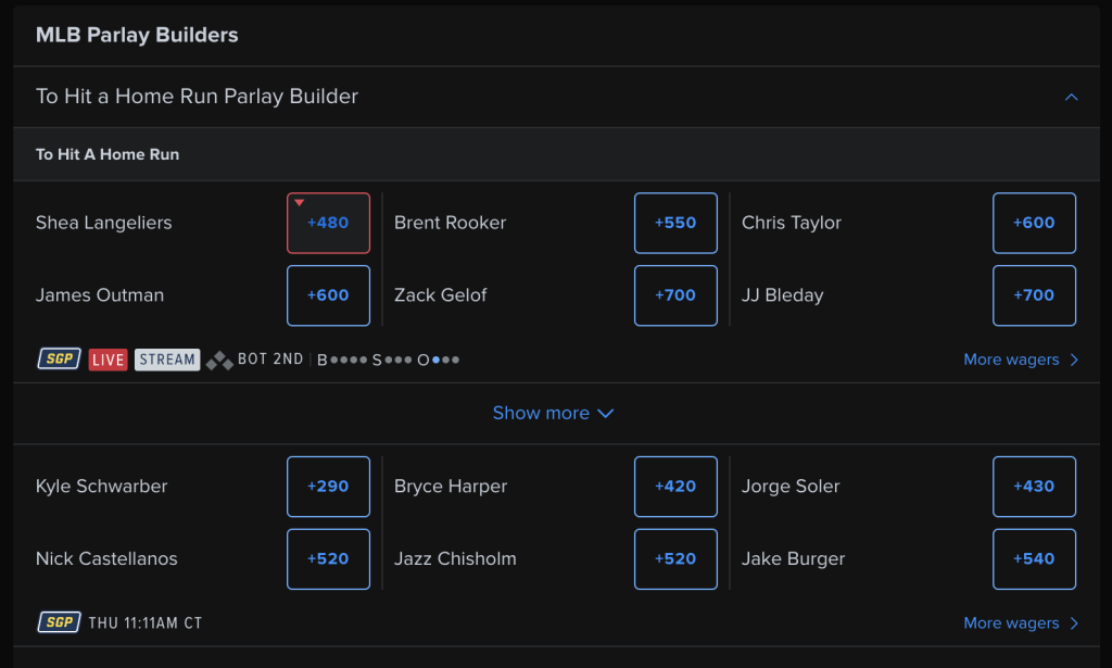 MLB Parlay Builder