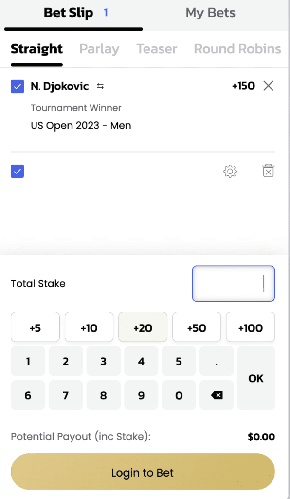 Bet slip at BetMGM