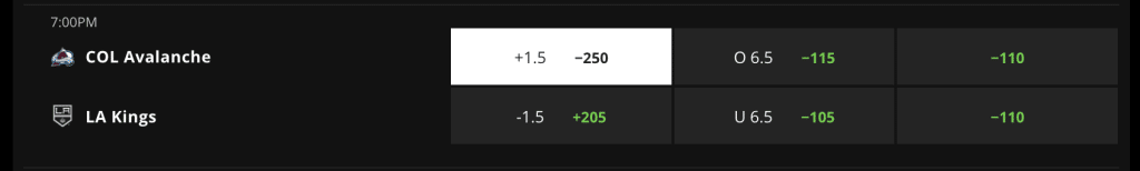 Colorado Avalanche NHL betting DraftKings