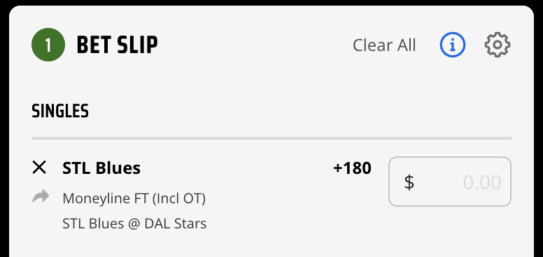 DraftKings NHL underdog bet