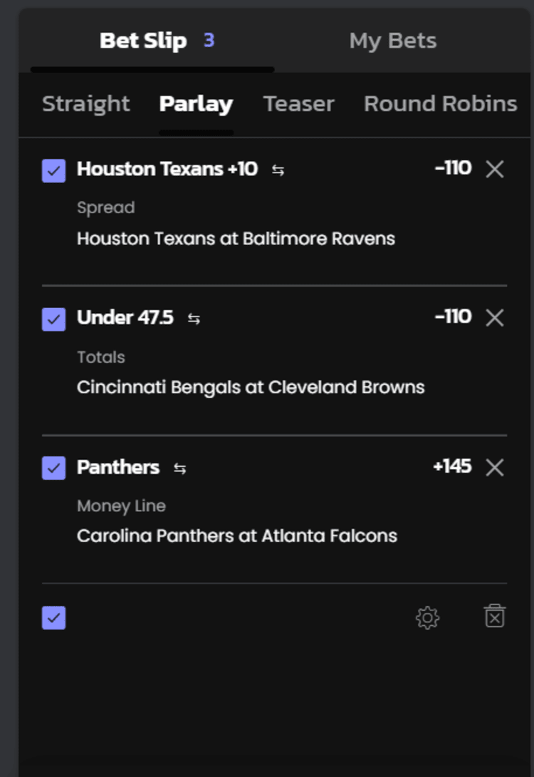 Parlay NFL bet at BetMGM