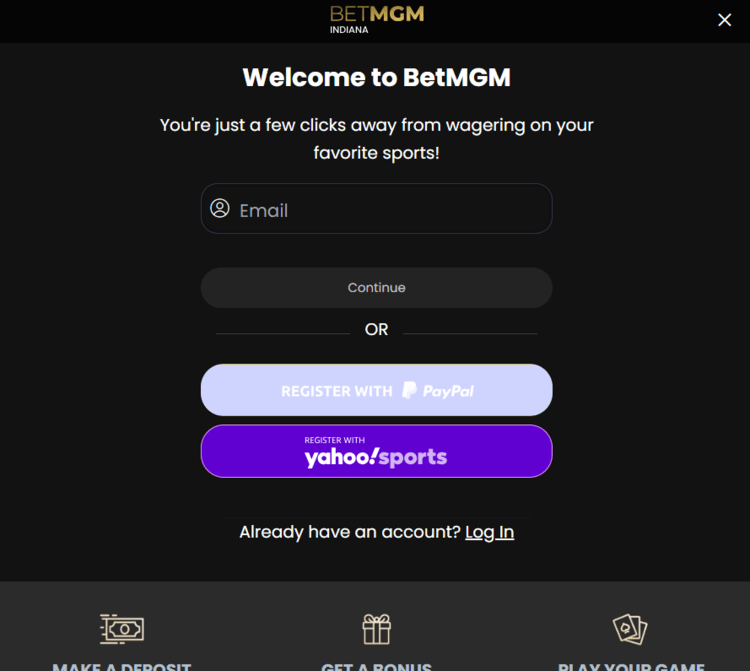 BetMGM sign up form.