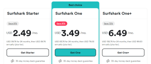 Surfshark pricing
