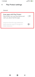 Turn off play protect