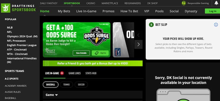 draftkings homepage
