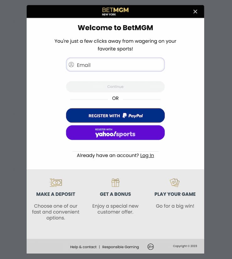 BetMGM create account