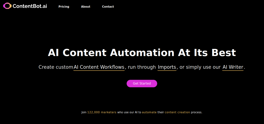 ContentBot.ai homepage, alternative to Copy.ai