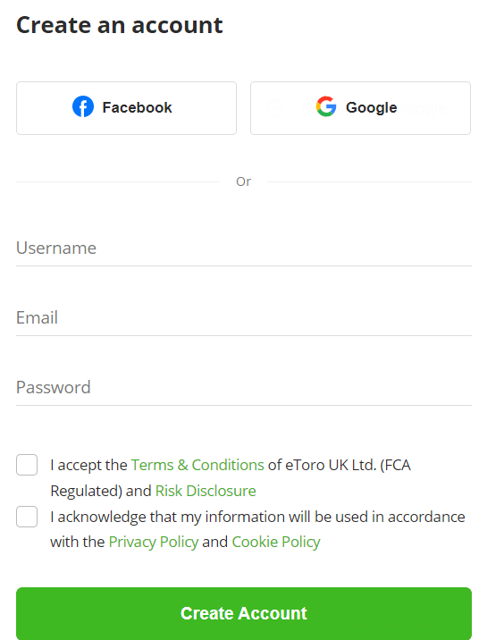 eToro signup