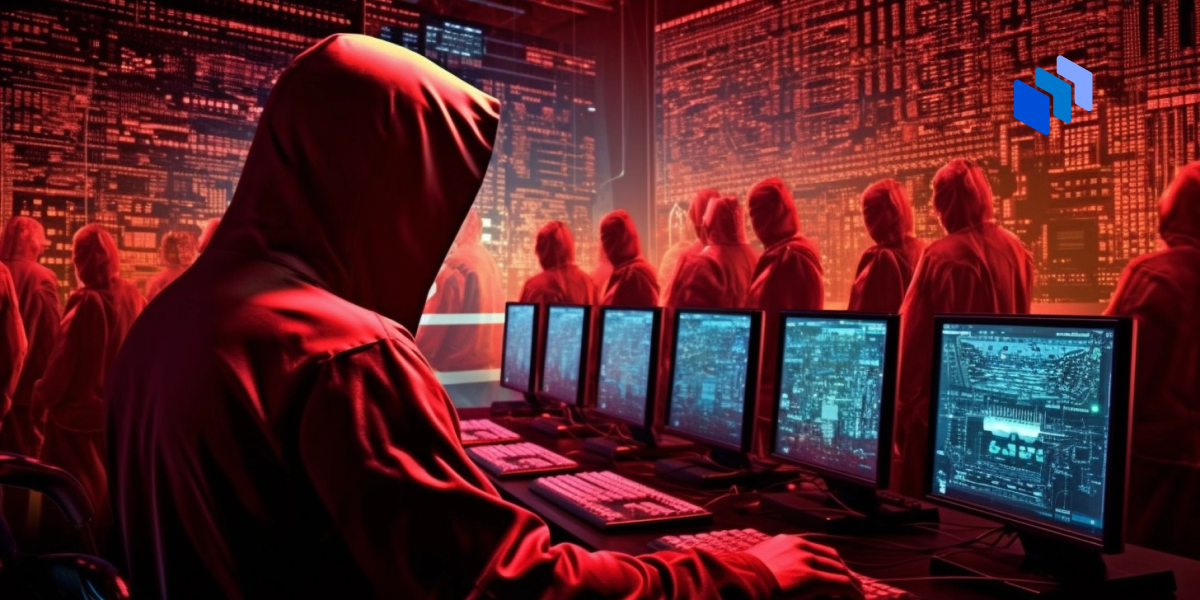 A few people in red suits hacking computers