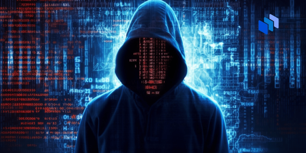 A hacker with a binary code