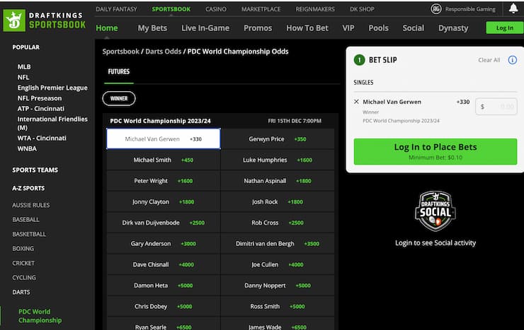 Draftkings sportsbook how to bet on darts